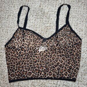Vintage Seductive Wear by Cinema Etoile cheetah leopard lace cami silky sheer M